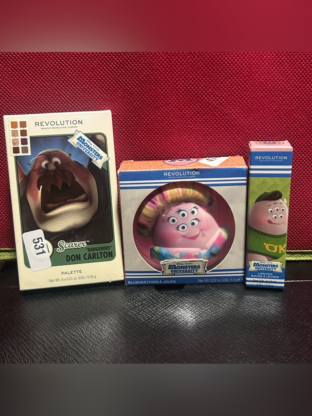 Revolution x Monsters University Makeup Bundle Squishy Don Carlton Mrs Squibbles